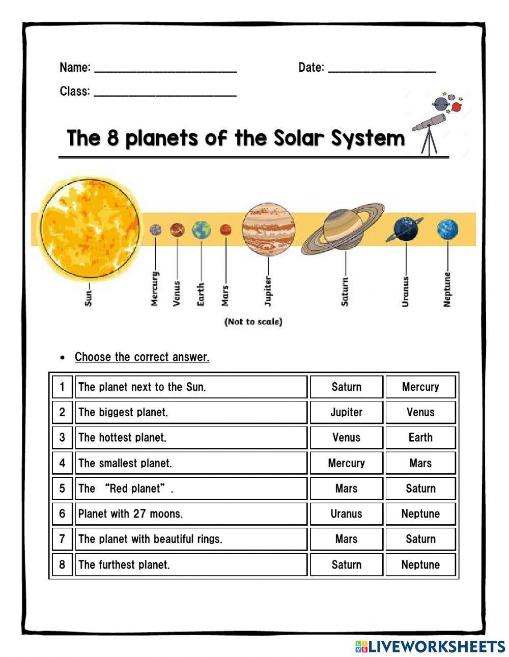 The 8 Planets worksheet | Live Worksheets - Worksheets Library