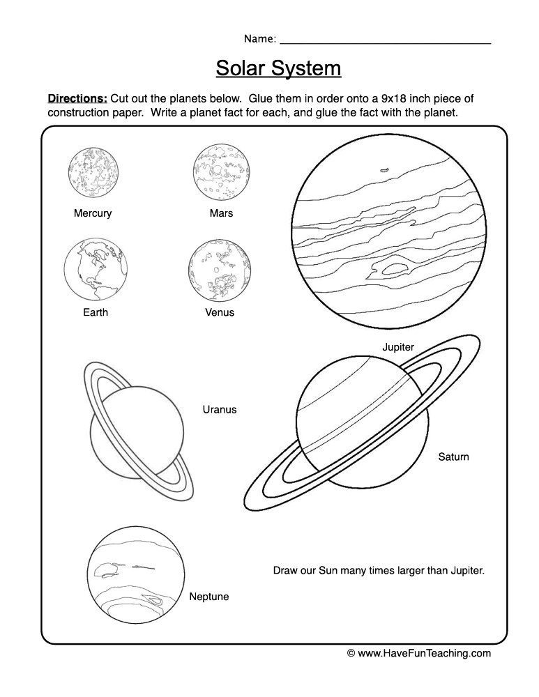 planets in order worksheet