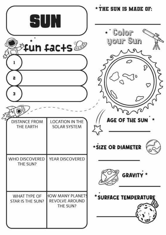 21 Free Solar System Worksheets (PDF) for a Solar System Project ...