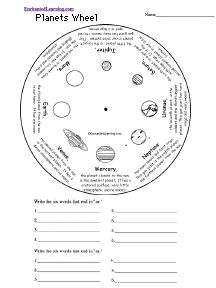 Planets Word Wheel: Printable Worksheet - EnchantedLearning.com