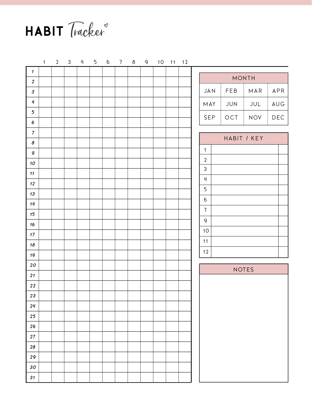 planner printable habit tracker