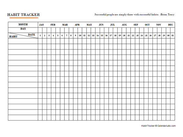 Free Printable Habit Tracker Template - Free Printable Templates