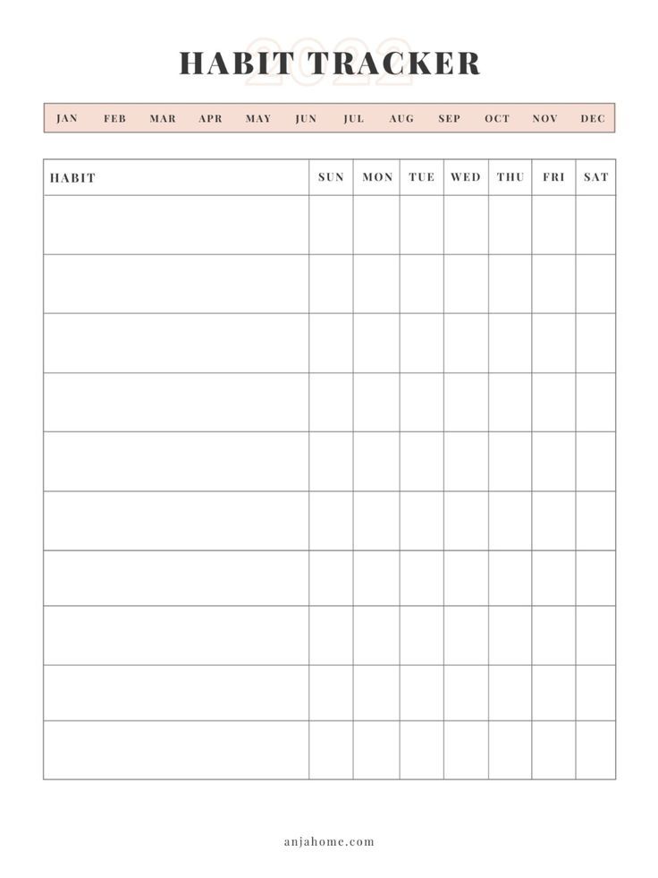Printable Weekly Habit Tracker For 2022 Planner, Bullet Journal ...