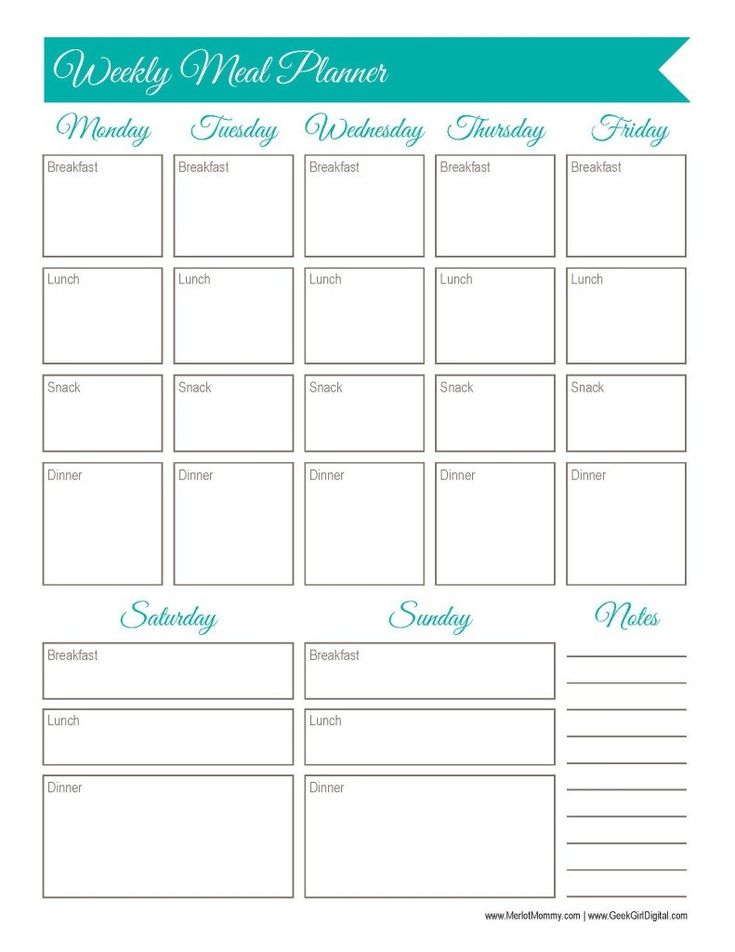 Weekly Meal Planner Worksheet: 30 days of free printables from ...