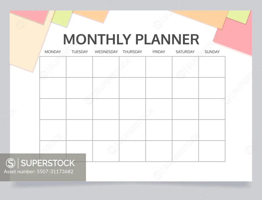 Monthly schedule planner worksheet design template - SuperStock