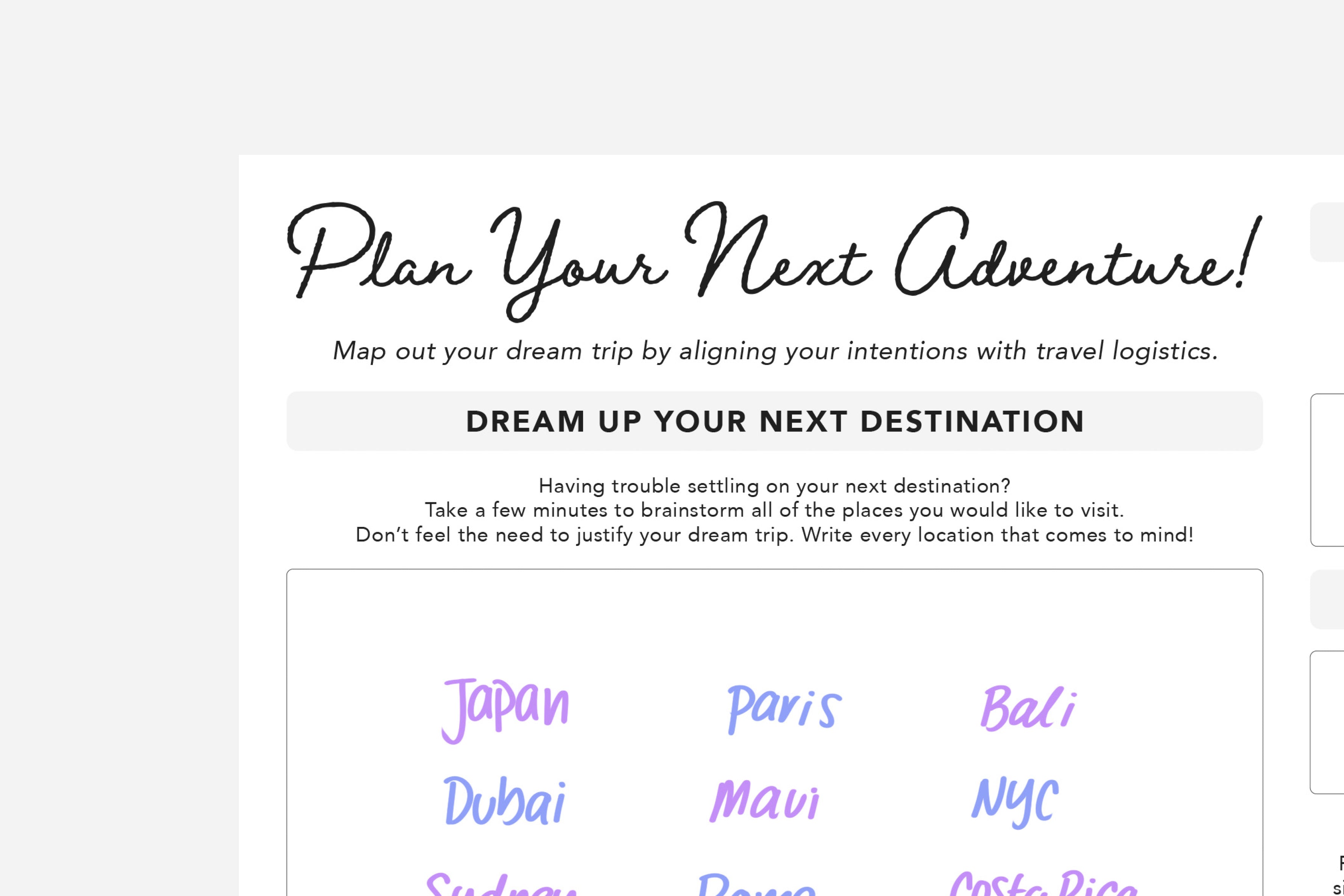 Travel Planning Worksheet PDF | Free Printable | Passion Planner