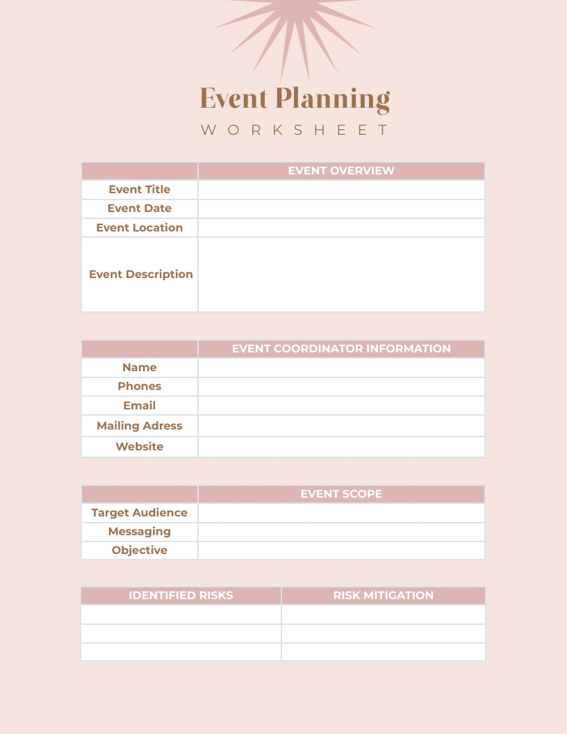 Event Planning Worksheet Template | Visme