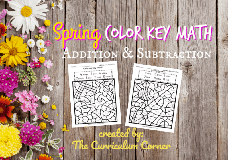 Spring Color Key Set 2 (add / subtract) - The Curriculum Corner 123 ...