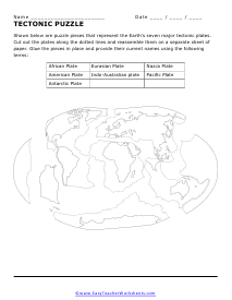 Tectonic Plates Worksheets