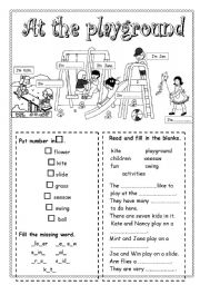At the playground worksheets