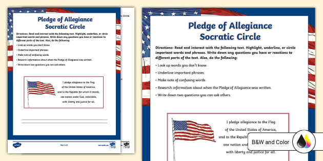 Eighth Grade Pledge of Allegiance Socratic Circle Activity