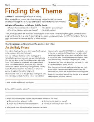 Finding the Theme | Worksheet 