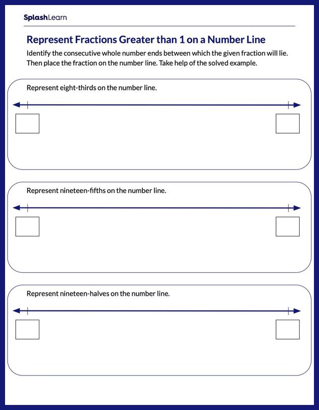 Plot Fractions Greater than 1 on a Number Line - Math Worksheets ...