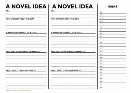 A Novel Idea (Journal Worksheet Wednesday) - creative writing blog