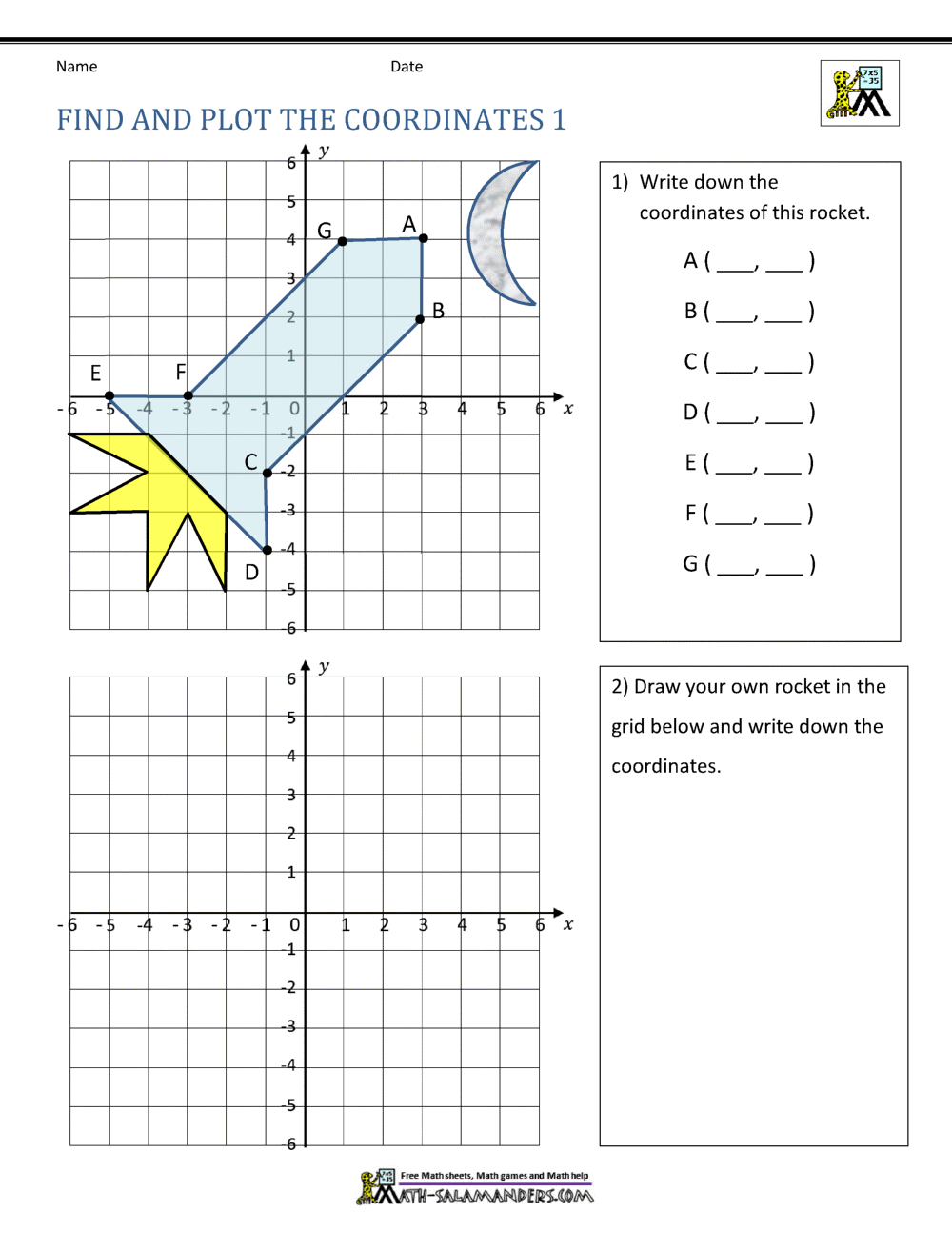 Coordinate Plane Worksheets - 4 quadrants