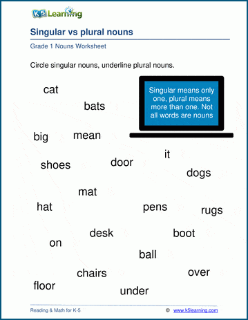 plural es worksheet first grade