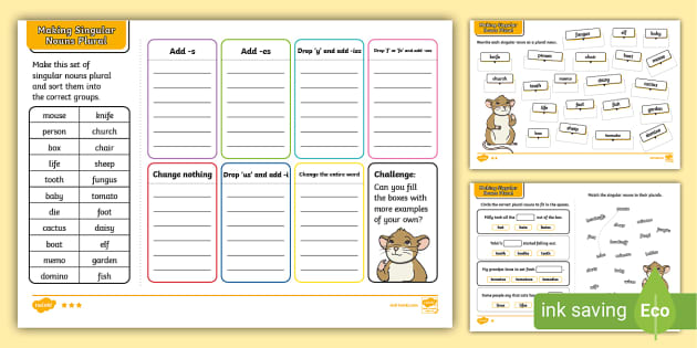 plural noun worksheet 2nd grade