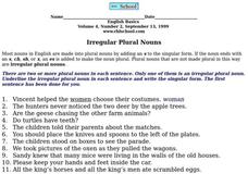 plural noun worksheet for 7th grade