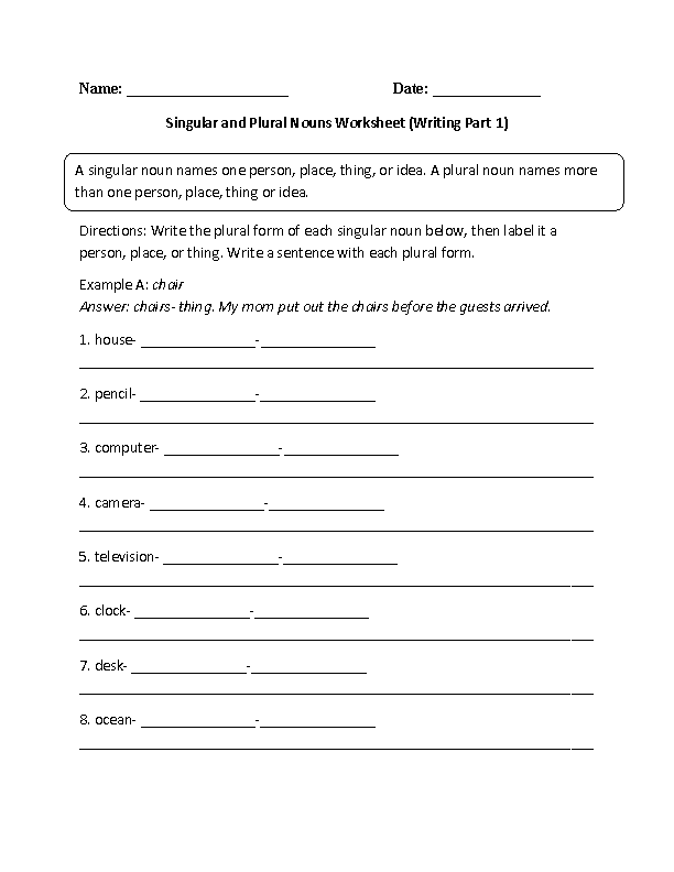 plural noun worksheet for 7th grade