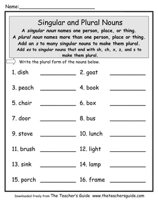 plural nouns worksheet 1st grade