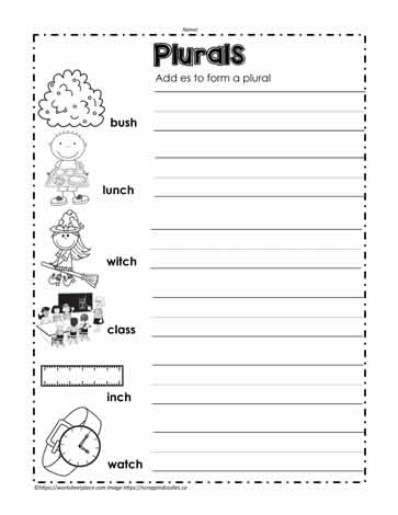 Add es to Make a Plural Worksheets
