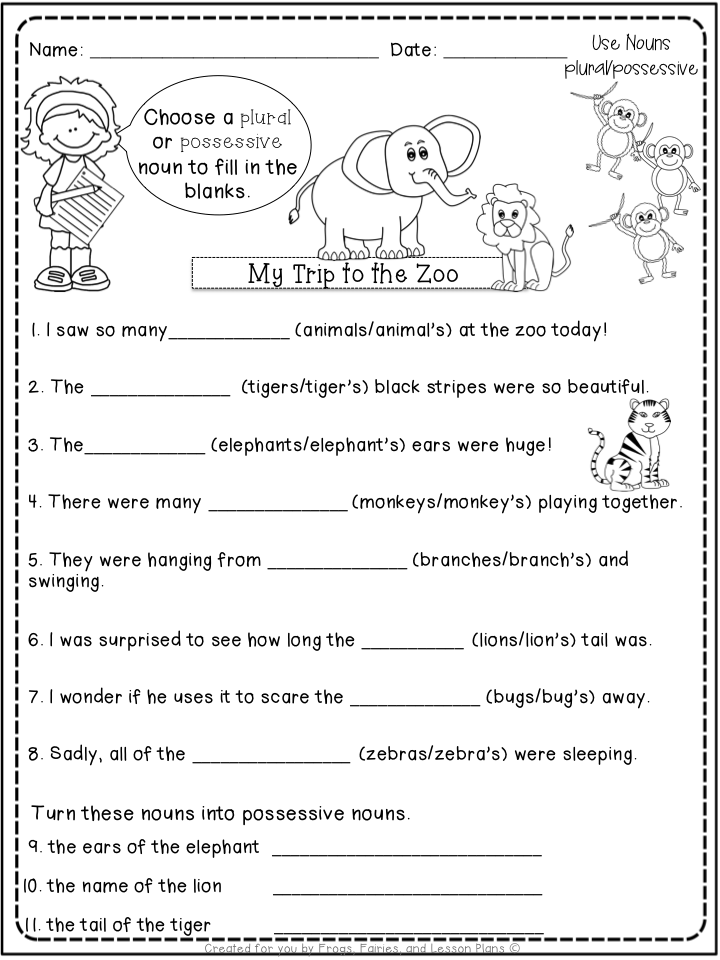 plural nouns worksheet 1st grade