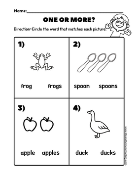 plural nouns worksheet for kindergarten