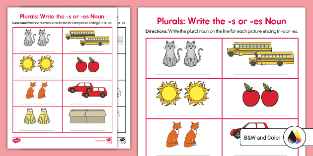 plural nouns worksheet for kindergarten