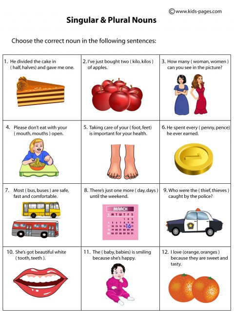 plural nouns worksheet for kindergarten