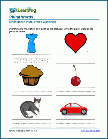 plural nouns worksheet for kindergarten