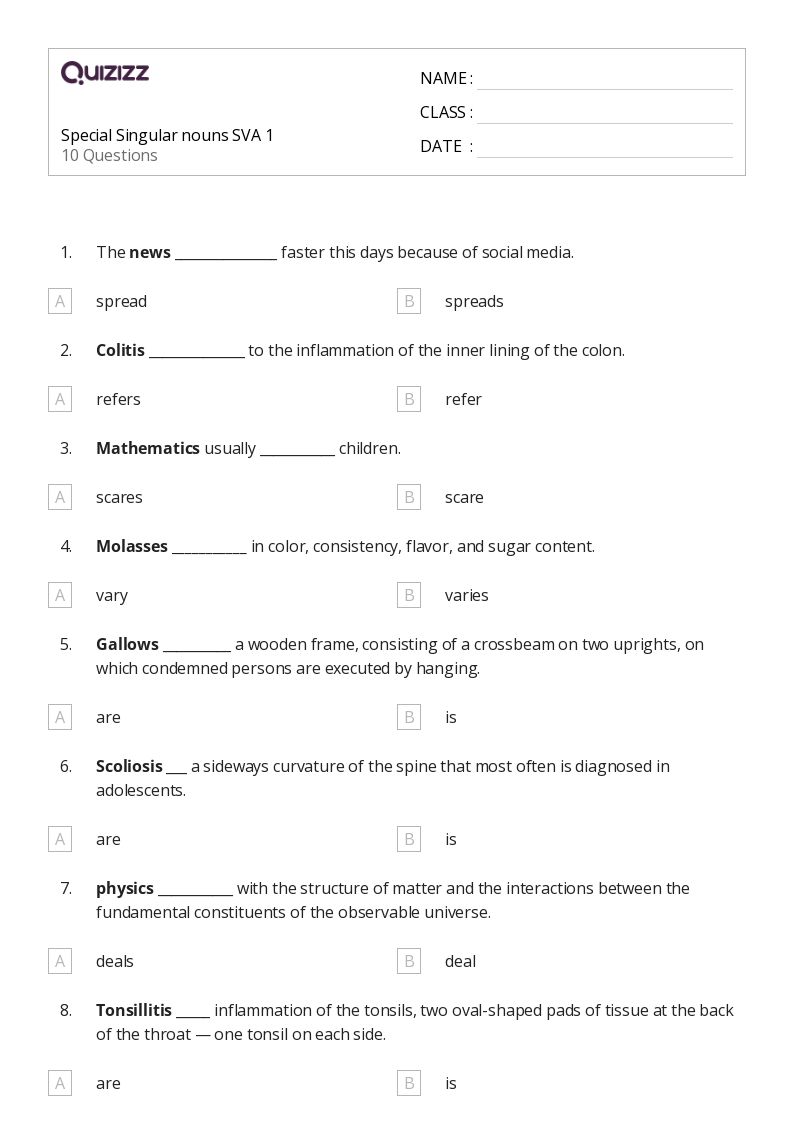 plural nouns worksheet grade 6