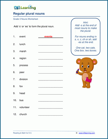 plural nouns worksheet