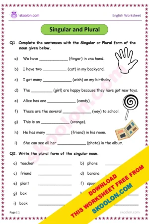 singular and plural nouns worksheets pdf grade 1 Archives ...