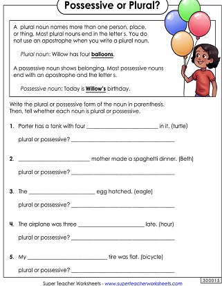 Possessive Noun Worksheets
