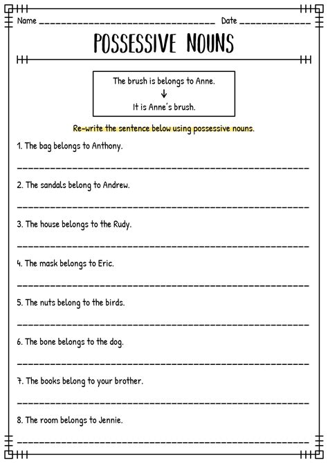 plural possessive worksheet