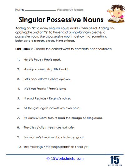 Possessive Nouns Worksheets - 15 Worksheets Library