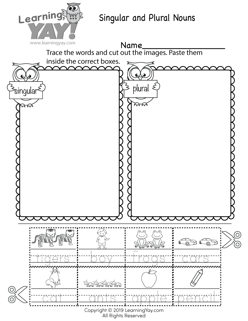 Sorting Singular and Plural Nouns Worksheet for 1st Grade (Free ...