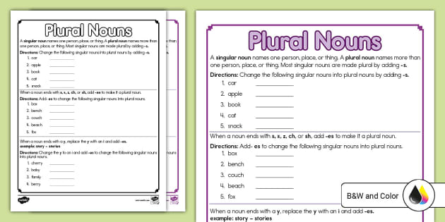 Second Grade Plural Nouns Activity (teacher made) - Twinkl