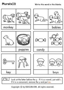 Plurals Worksheet for 1st - 2nd Grade | Lesson Planet