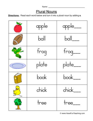 Creating Plural Nouns Worksheet  