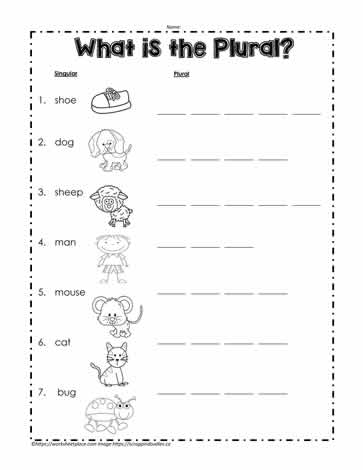 Plural Worksheet Worksheets