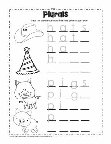 plural worksheet for kindergarten