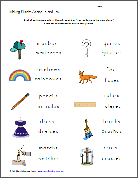 Free Worksheet - Making Plurals