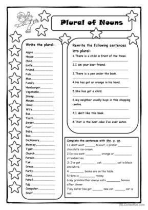 288 Plural of nouns English ESL worksheets pdf &  doc