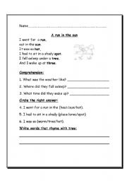 poetry comprehension - ESL worksheet by kristyjak