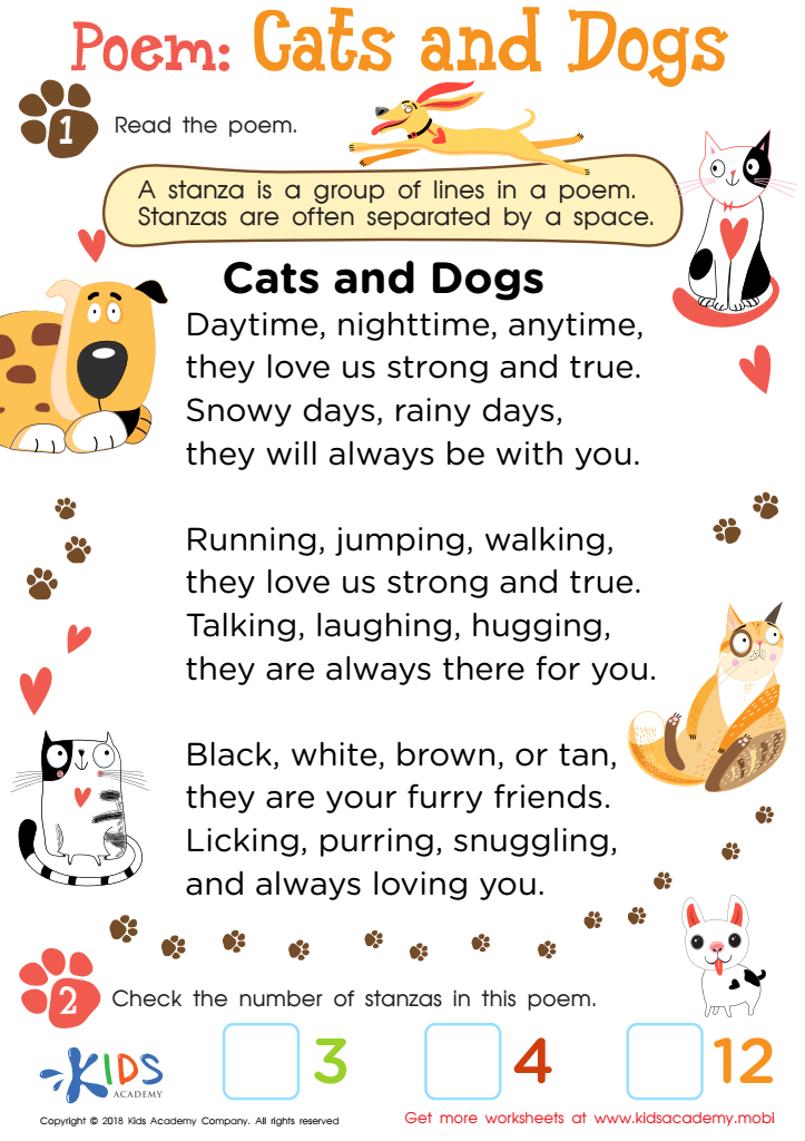 poem worksheet for 3rd grade
