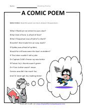 poem worksheet for 3rd grade
