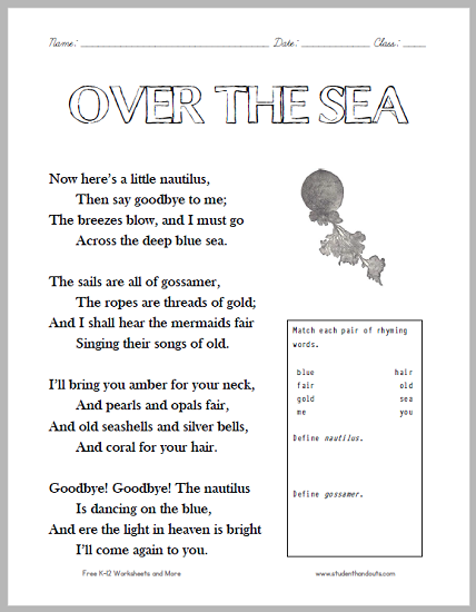 poem worksheet for kids