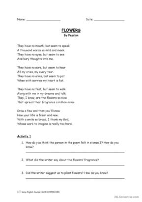 poem worksheet