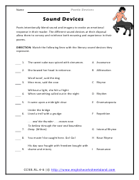 Poetic Devices Worksheets